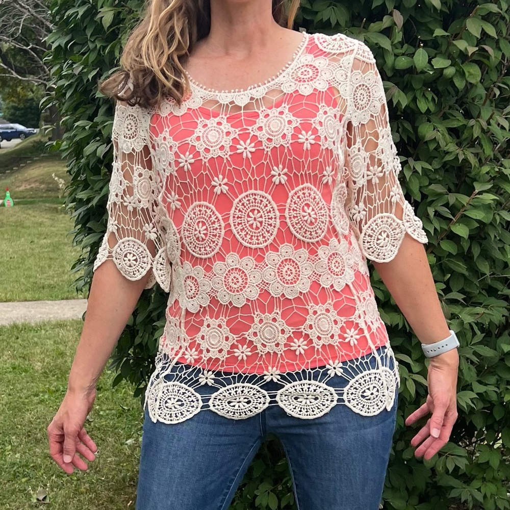 - Grace & Lace M Crochet Tunic Sweater! EUC!